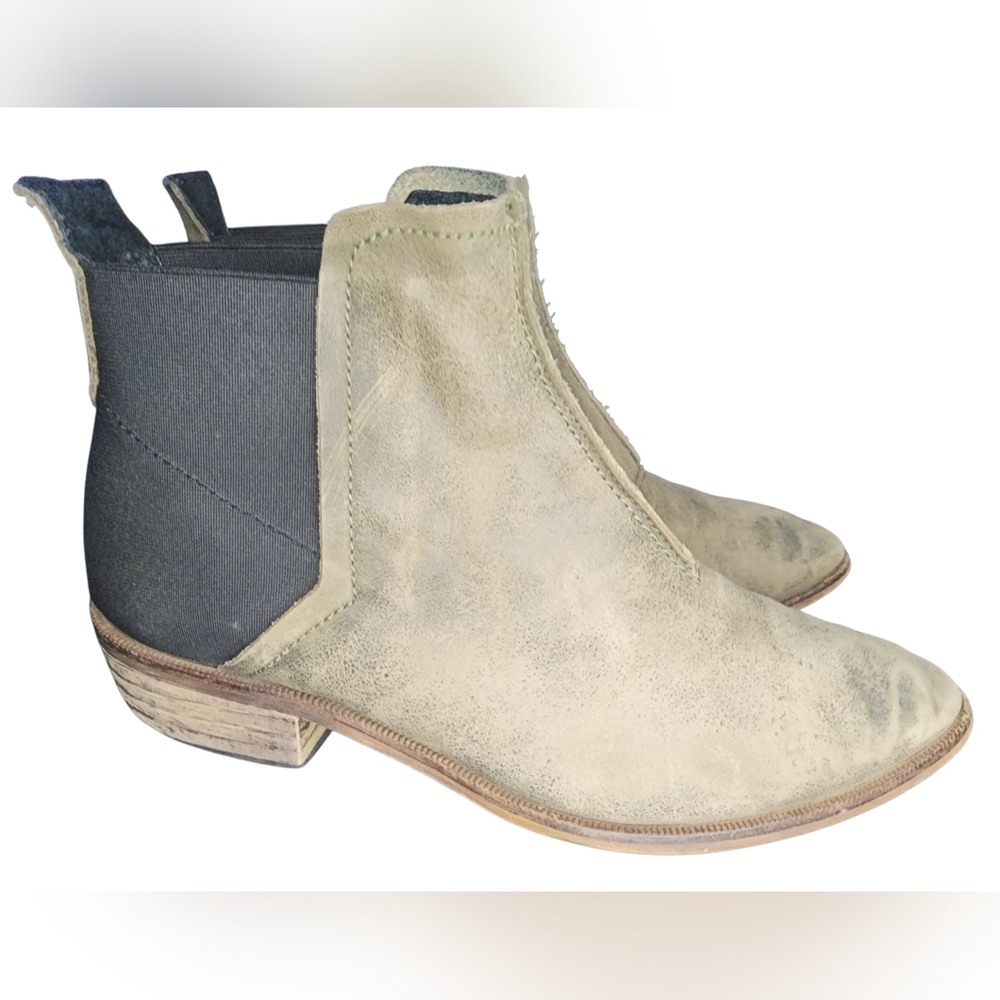 Free People Dark Horse Taupe Leather Ankle Boots, Womens 36 EU (6 US) - Picture 2 of 9